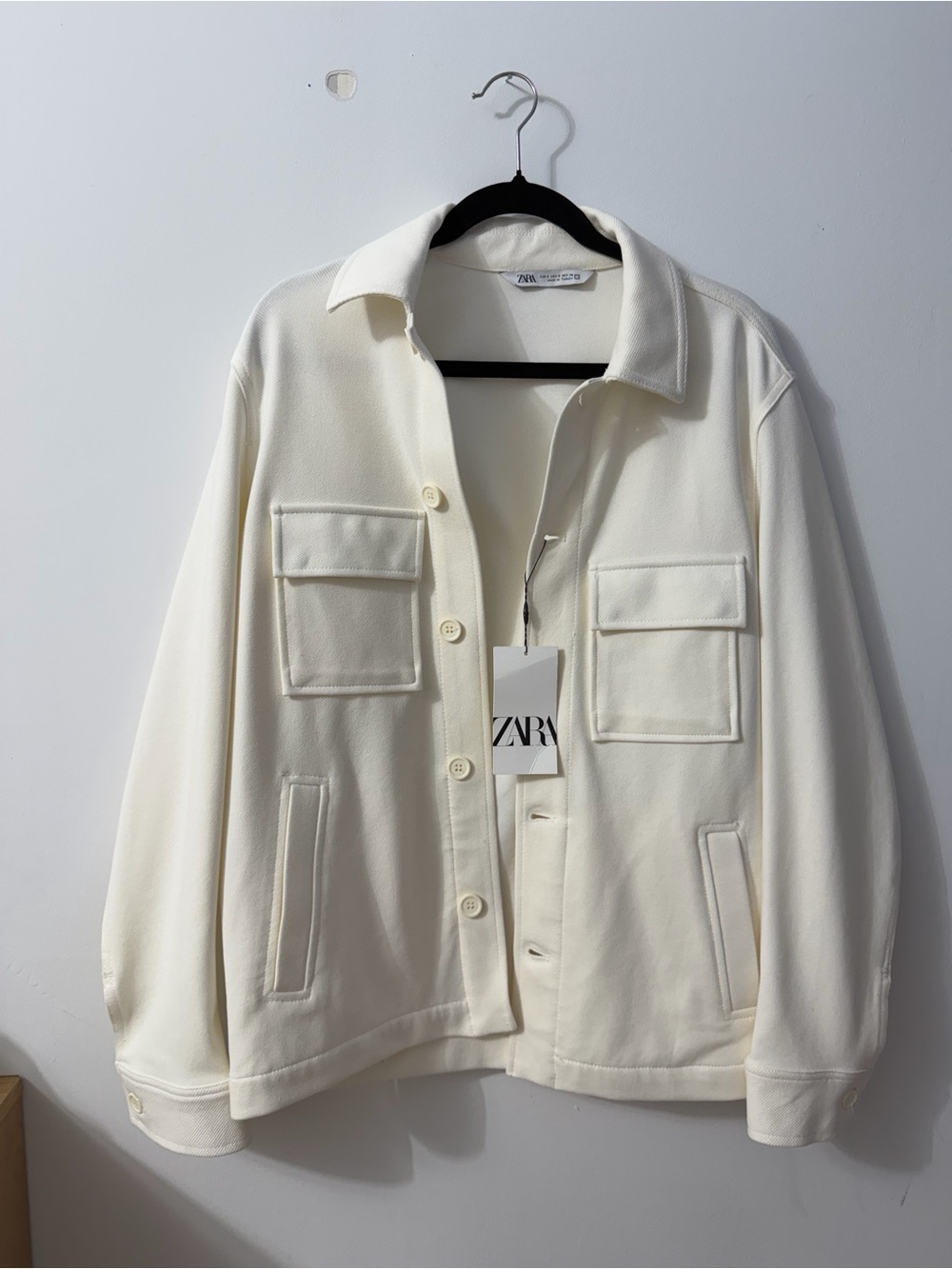 ZARA Off-White Utility Jacket with Front Pockets